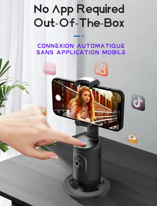 Phone Holder with AI Artificial Intelligence - Automatic Face Tracking 360° Rotation 