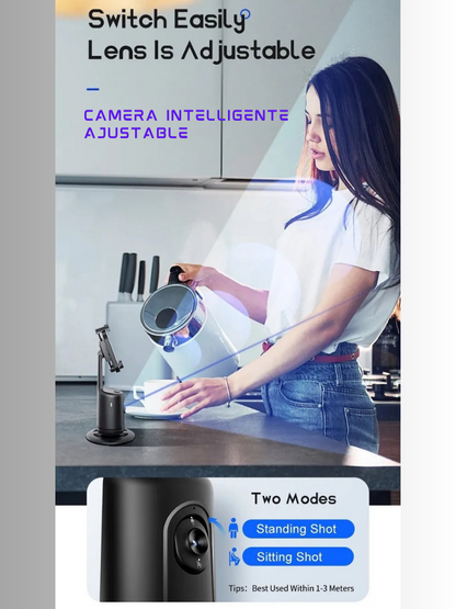 Phone Holder with AI Artificial Intelligence - Automatic Face Tracking 360° Rotation 