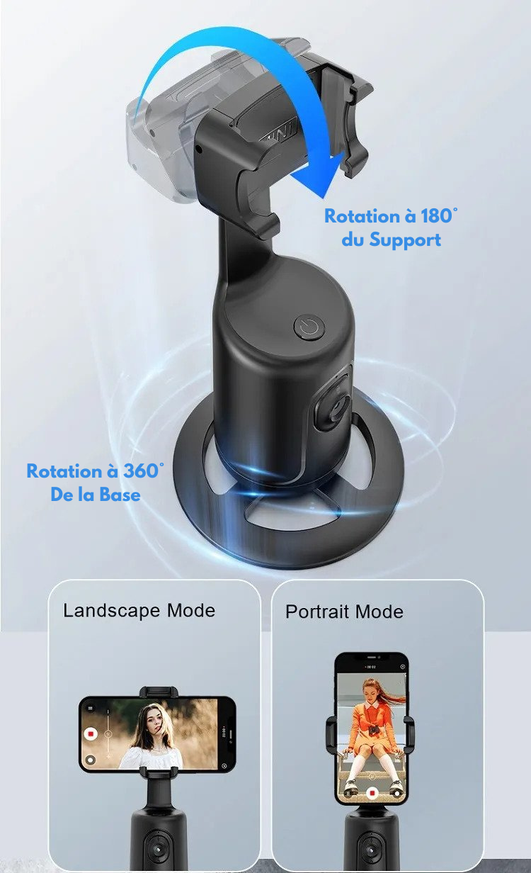 Phone Holder with AI Artificial Intelligence - Automatic Face Tracking 360° Rotation 