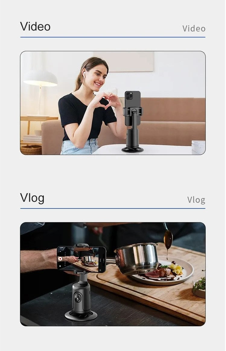 Phone Holder with AI Artificial Intelligence - Automatic Face Tracking 360° Rotation 